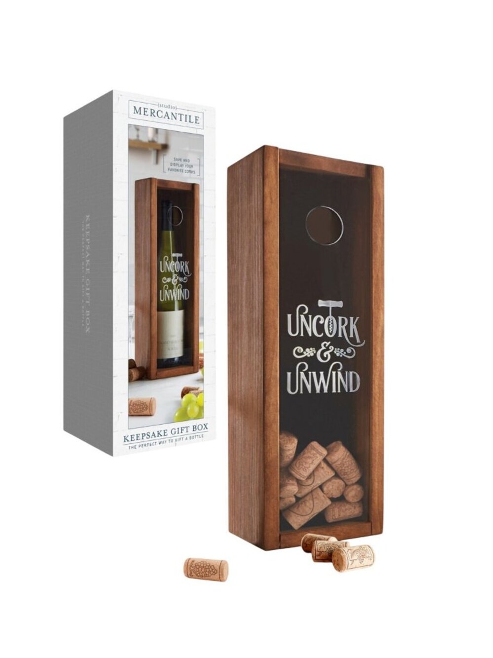 NWT Studio Mercantile Keepsake Gift Box Uncork & Unwind Brown 15.5 x 6 x 5.5